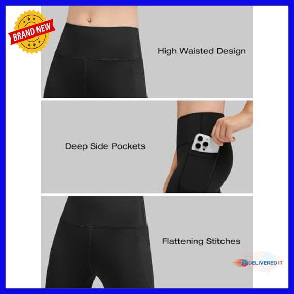 Girls High Waist Athletic Leggings with Pockets 5-Pack Yoga Pants - Picture 6 of 8